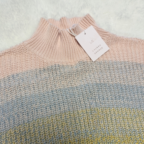 LC Lauren Conrad Women Mock Neck Rainbow Ombre Knit Sweater NWT - Picture 3 of 8